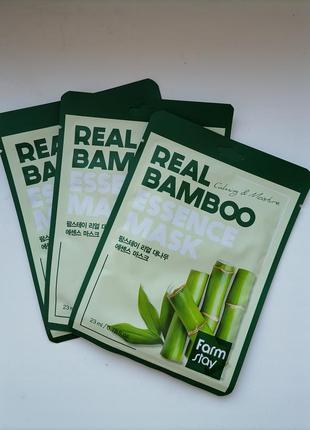 Тканинна маска для обличчя farmstay real bamboo essence mask з екстрактом бамбуку