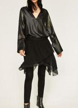 Крутые лосины леггинсы с шифоновой ассиметричной юбкой zara woman
