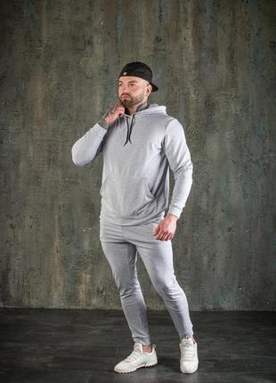 Топовий чоловічий спортивний костюм з капюшоном сірий2 фото