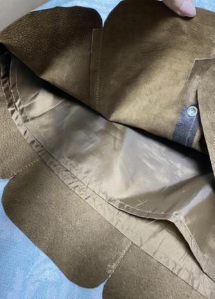 Кожаная замшевая юбка на кнопках цвета кемел8 фото