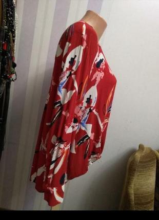 Червона блуза на запах, великий розмір, віскоза5 фото