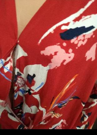 Червона блуза на запах, великий розмір, віскоза3 фото