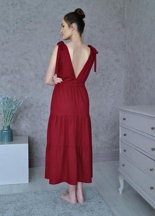 Сарафан з льону, лляне плаття з відкритою спинкою, лляний сарафан1 фото