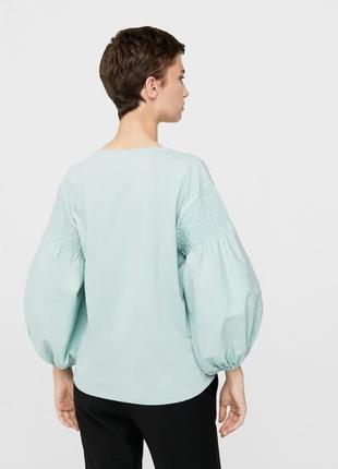 Блуза из хлопка мятного цвета mango3 фото