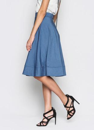 Эффектная юбка до колена,серебристо-синего цвета,46 р-р, модель 2017г5 фото