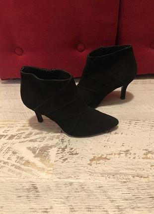Замшеві ботильйони, черевики, кітен хіл невеликий каблук р. 35/36
