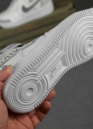 Мужские кроссовки nike air force 1 высокие белые с серым / smb7 фото