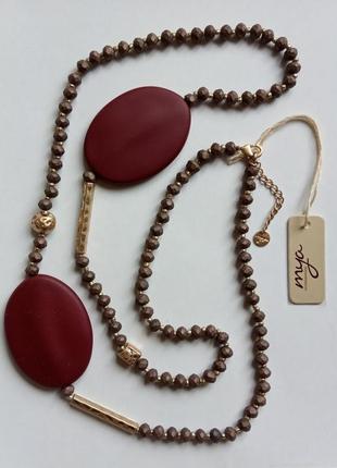 Длинное колье ожерелье бусы mya италия богемный шик премиум бренд1 фото