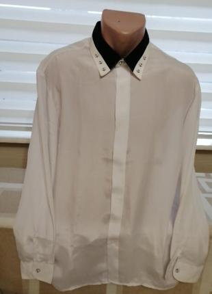 Шелковая мужская рубашка с длинным рукавом,размер 43-44