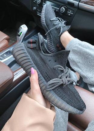 Adidas yeezy boost black 350 reflective, жіночі кросівки адідас ізі буст
