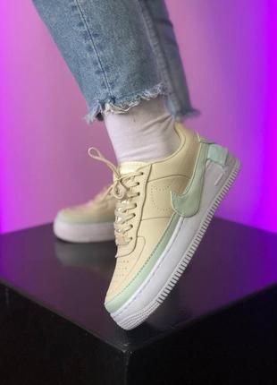 Nike air force 1 jester beige white mint кроссовки женские найк, жіночі кросівки осінь-весна найк