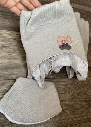 Демисезонная шапка  манишко, набор шапочка весна осінь