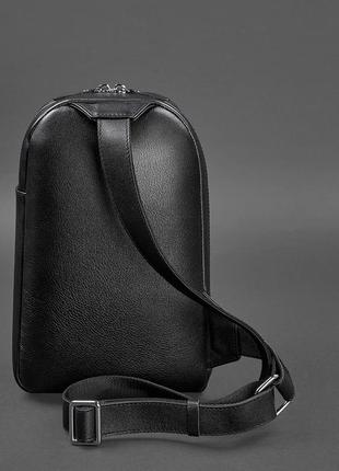 Сумка- рюкзак через плечо, слинг кожаный черный chest bag4 фото