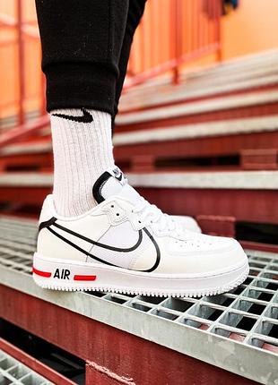 Мужские белые кроссовки найк nike air force react white black