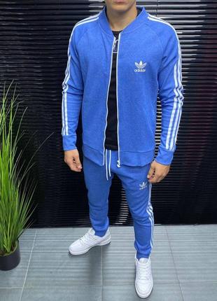 Чоловічий спортивний костюм adidas синя на блискавці