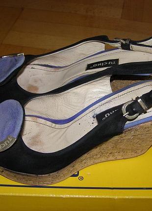 Босоніжки на корковою платформі, замш, шкіра tucino, туреччина