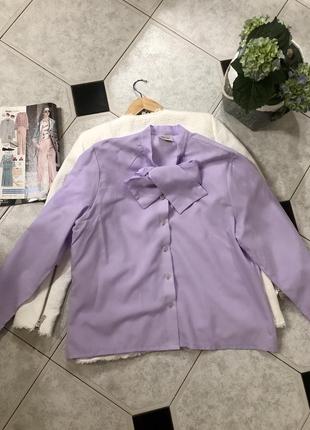 Шикарна вінтажна лавандова блуза з бантом 🌸