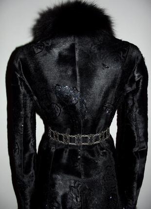 Шикарная куртка дубленка из пони + песец р.s-м6 фото