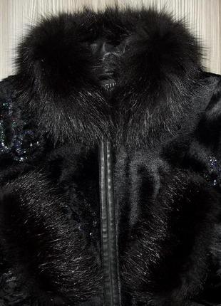 Шикарная куртка дубленка из пони + песец р.s-м8 фото