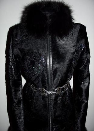 Шикарная куртка дубленка из пони + песец р.s-м9 фото