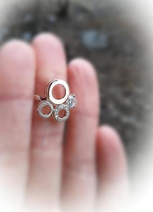 🫧  19  размер кольцо серебро с золотом фианит белый