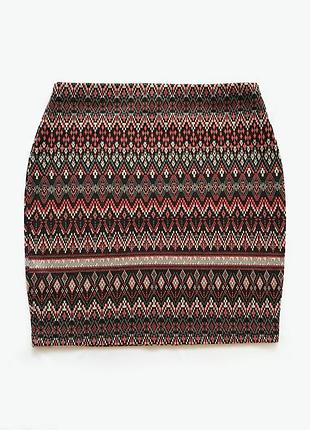 Мини юбка с узором m орнамент этно-принт