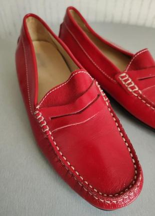 Туфли макасины лоферы красные натуральная кожа ручная работа3 фото