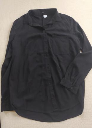 Легкая черная рубашка h&m, размер xs-s2 фото