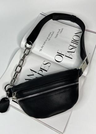 Женская кожаная сумка бананка на пояс через плечо жіноча шкіряна сумочка