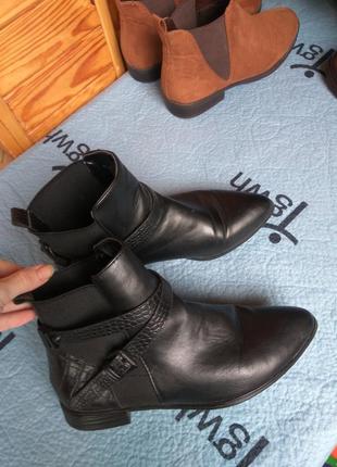 Актуальные остроносые деми ботинки челси со вставками под питона1 фото