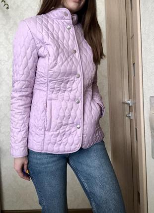 Стеганая куртка жакет пиджак сиреневая розовая на кнопках в пастельных тонах2 фото