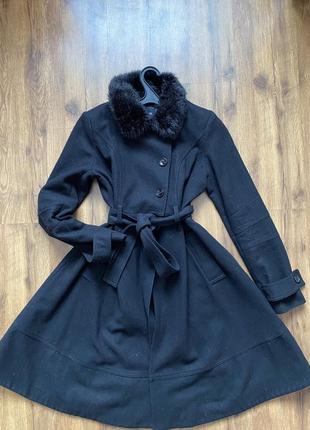 Весняно - осіннє пальто asos чорне з хутром