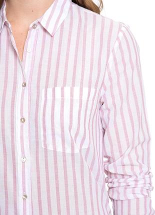 Рубашка в полоску розовую с кармашком1 фото