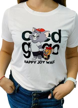 Жіноча футболка з принтом "том і джері. happy joy walk" push it