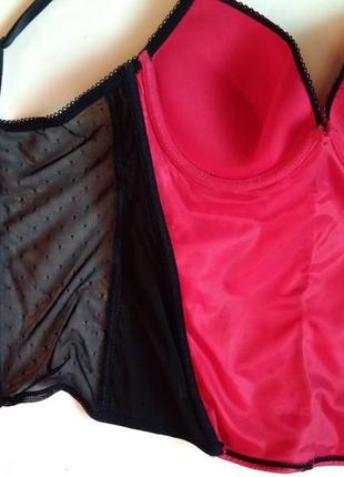 H&m обалденный сексуальный сатиновый корсет корсаж с кружевом и чашками пуш-ап на с-д9 фото