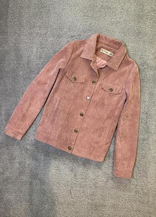 Модная трендовая вельветовая куртка пиджак пудрового цвета размер s как zara h&m mango1 фото