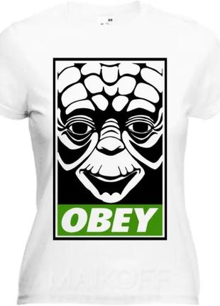 Женская футболка с принтом "мастер йода. obey" push it