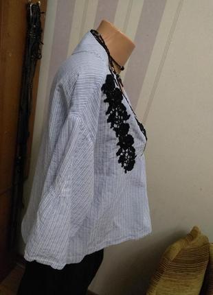 Итальянская хлопковая блуза, разлетайка, кружево, люкс,  этно бохо стиль2 фото