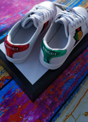 Кросівки/кеди білого кольору в стилі gucci.3 фото
