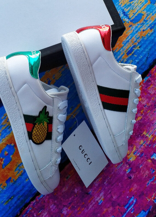 Кросівки/кеди білого кольору в стилі gucci.4 фото