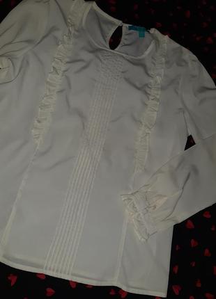 Блуза блузка нарядная с рюшей шиыон айвори
