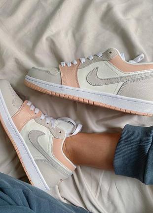 Nike jordan 1 retro low beige/pink персикові бежеві кросівки найк джордан персиковые кроссовки7 фото