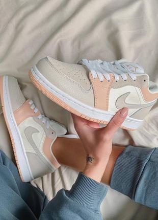 Nike jordan 1 retro low beige/pink персикові бежеві кросівки найк джордан персиковые кроссовки8 фото