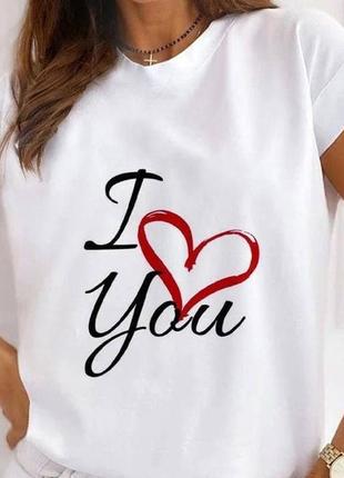 Женская футболка с принтом "i love you" push it