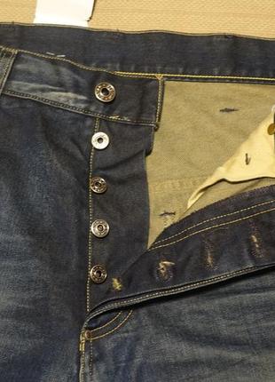 Фирменные синие х/б джинсы - элвуды с выбеленностями и потертостями g-star raw 32/ 38 р.3 фото