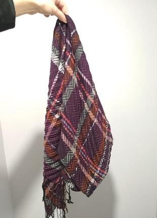 Шарф шарфик в клітинку фіолетовий