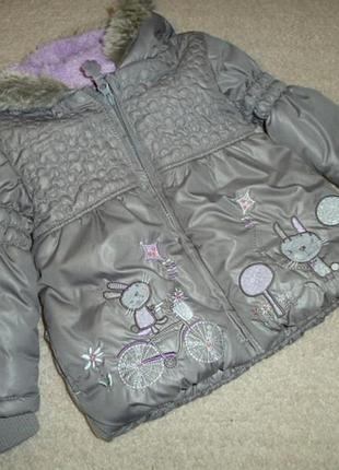 Куртка пальтишко с зайками на 1-1,5 года от tu