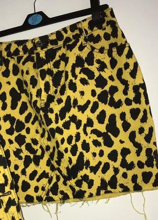 Джинсовая мини-юбка принт леопард5 фото