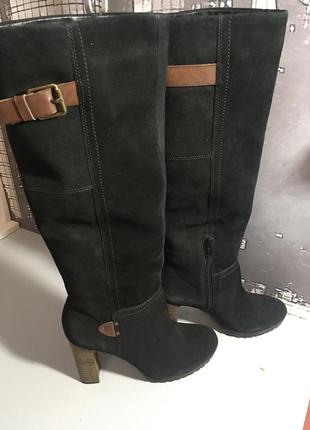 Сезонная скидка сапоги черные pepe jeans высокий каблук, нубук2 фото