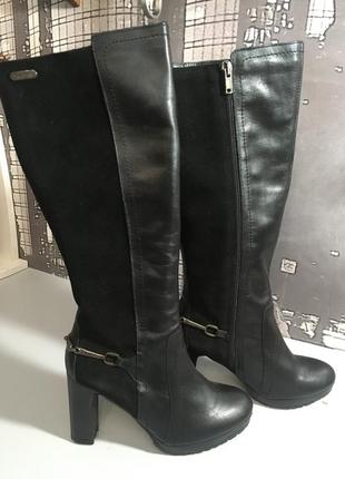 Демисезонные сапоги pepe jeans кожа-замша высокий каблук р. 37, 40, 41